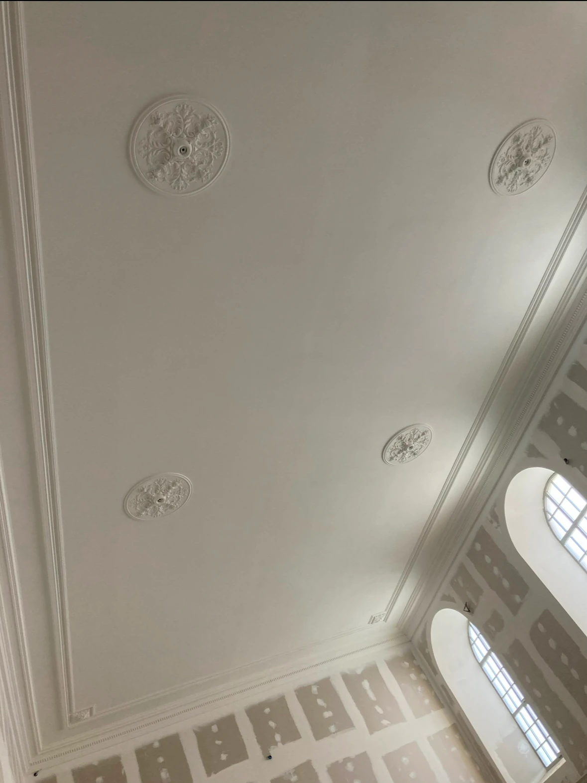 Plafond avec rosaces et corniches